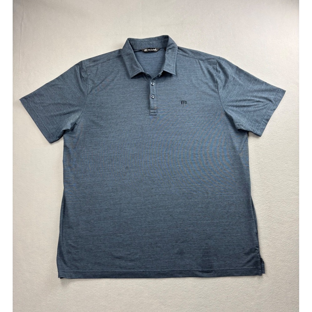 Travis Mathew Polo Shirt Mens XXL Blue Heathered Short Sleeve Golf Performance